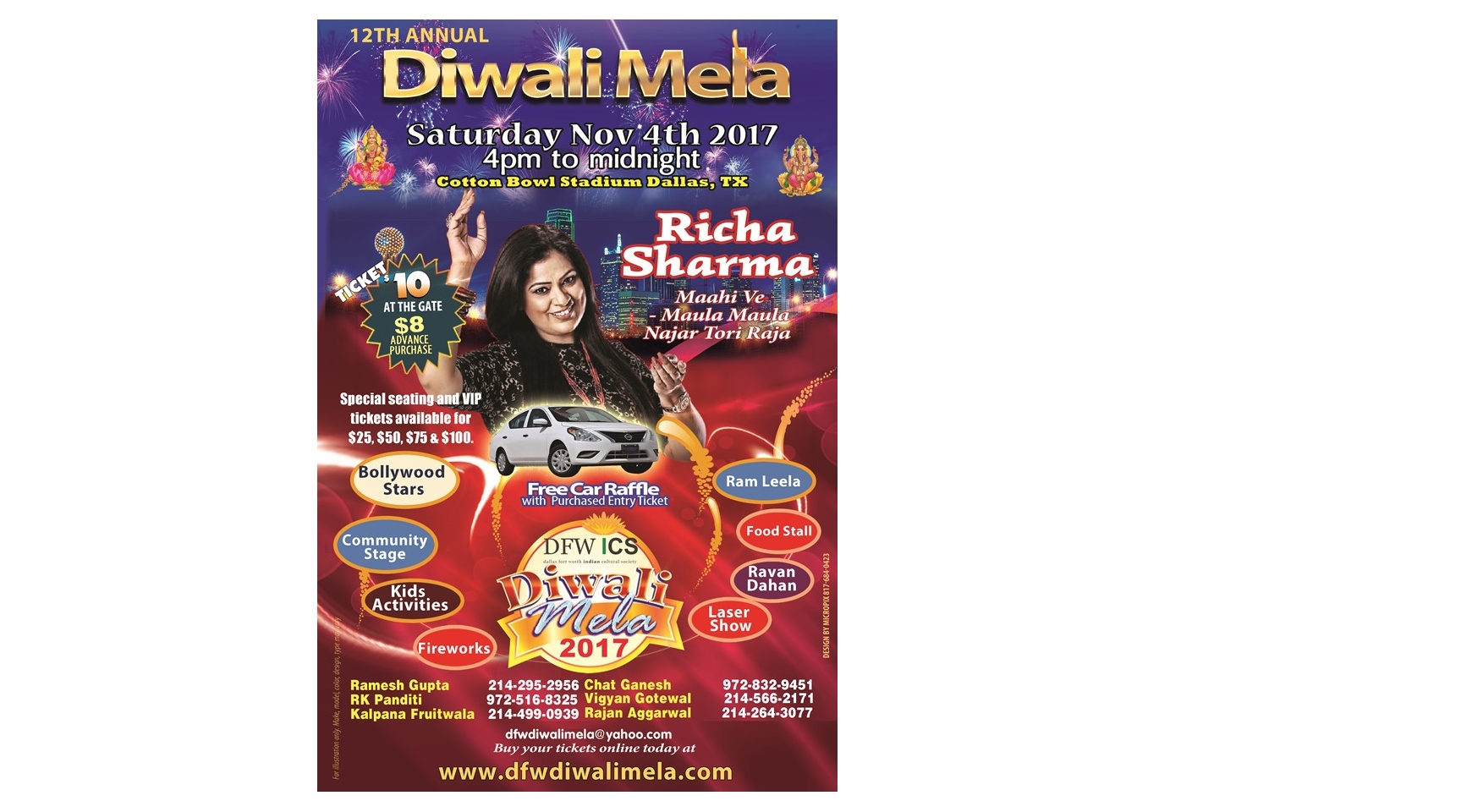 Dfw Diwali Mela 2017 Live With Richa Sharma Buy Tickets Online | Dallas , Sat , 2017-11-04 | ThisisShow